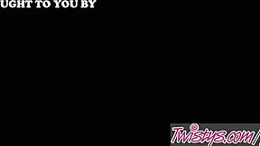 blonde teen aubrey addams rubs her pussy on the living room floor in striptease