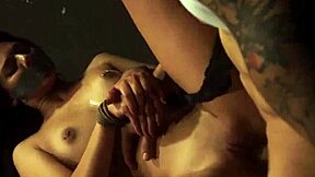 Amateur teen 18+ girl petite tattooed in extreme bondage