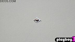 Miluniel louis undresses outdoors, posing naked with her medium tits and bubble butt