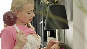 Horny teen rubs her pussy