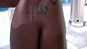 Huge Black Dick Pounds Bald Pussy, Cumload on Big Buttocks