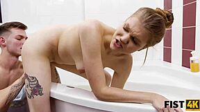 fist4k boy fists shaved pussy hard making teen cum