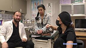 Dr. Tampa conducts detailed entrance physical on Jasmine Rose at Tampa University