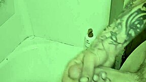 i'm rubbing my cock in and out under the shower