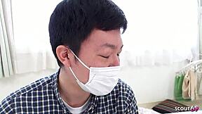 Japanese step-father surprises virgin step-son with his first fuck by escort in uncensored japan porn