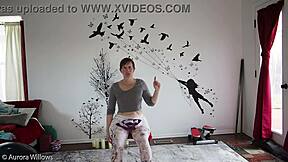 Detailed yoga lesson with mature milf instructor focusing on poses and stretches.