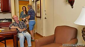 Old Man Introduces Teen Dukke to Threesome Handjob and Facial