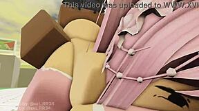 Pink haired girl meets big black friend