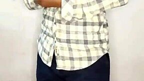 Sexy bisexual in panties and lingerie rubs tiny clit penis to orgasm in fishnets