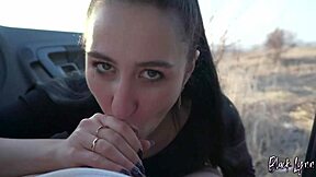 Black Lynn Sucks Cock In Car At Sunset With Moans