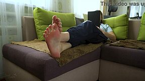 Teen Shows Wrinkled Bare Soles