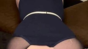 The eager FTM fox boy with glasses and tattoos bounces passionately on your cock in close-up.