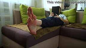 Teen Shows Wrinkled Bare Soles