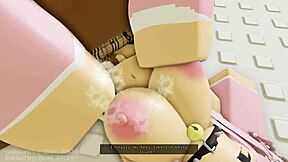 Pink haired girl meets big black friend