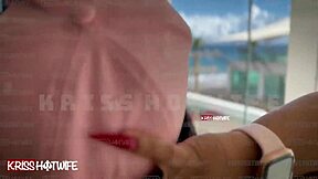 look at me as a married slut on balcony in hotwife bikini