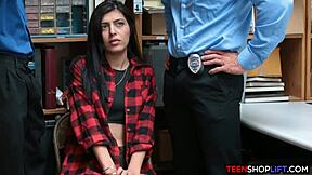 Security Guards Catch Cute Teen Shoplifter For Office Fucking