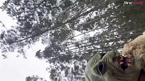 Blonde Babe Gets Lost In Woods And Has Her Own Halloween Party With Woodcutter's Milk - Aline Novak!