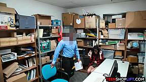 Security Guards Catch Cute Teen Shoplifter For Office Fucking