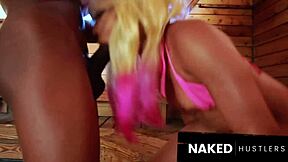 Blonde bunny baddie taking 2 dicks in public gazebo