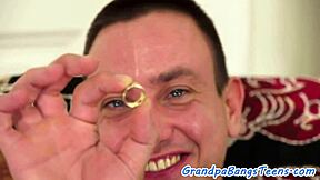 Sweet eurobabe getting fucked by grandpa's big black cock in missionary