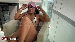 look at me as a married slut on balcony in hotwife bikini