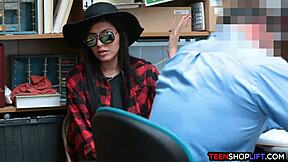 Security Guards Catch Cute Teen Shoplifter For Office Fucking