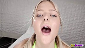 Blonde Teen Delivers Intense Interracial Blowjob To Massive BBC