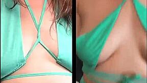 trying out a confusing green outfit in this video