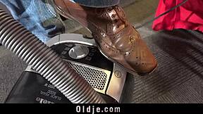 Horny teen aggressively fucks old stranger in her house