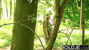 Beautiful Young 18+ Girl Hardcore Fucks Grandpa In The Forrest Gets Facial Cum