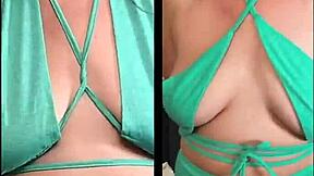 trying out a confusing green outfit in this video