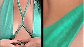 trying out a confusing green outfit in this video