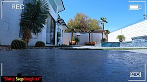 stepdaughter swallows stepdads cock after he scares away her boyfriend