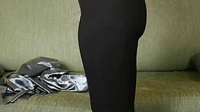 Photoshoot With Hazel Ash Modeling Shiny Button Down With Yoga Pants Leggings