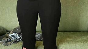 Photoshoot With Hazel Ash Modeling Shiny Button Down With Yoga Pants Leggings