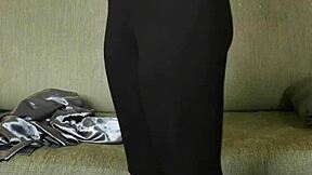 Photoshoot With Hazel Ash Modeling Shiny Button Down With Yoga Pants Leggings