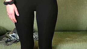 Photoshoot With Hazel Ash Modeling Shiny Button Down With Yoga Pants Leggings