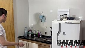 She said he didn't clean the straw, so he shoved the hose deep in sheer lingerie