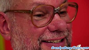 Teen Babe Rides Grandpa's Cock Passionately