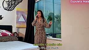 hot brunette calls cuckold husband