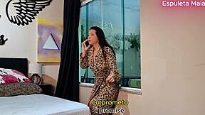 hot brunette calls cuckold husband