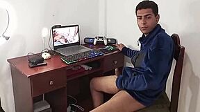 Friend masturbating, I suck him off