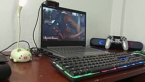 Friend masturbating, I suck him off