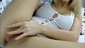cute blonde teen fingering tight pussy live