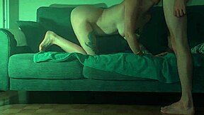 Passionate fucking with deepthroat blowjob on the couch