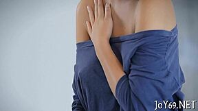 Solo cutie prefers some softcore, but what about that dildo?