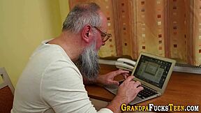 slutty teen 18+ sucks old mans dick