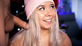 blonde with cute face sucks small cock