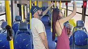 Student gets fucked by old man on public bus in front of everyone
