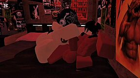 Demon fucks big-ass white girl without condom in roblox condo